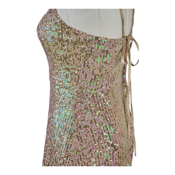 Speechless Nude Sequin Fringe Mini Party Cocktail Bodycon Dress Medium - Picture 13 of 16